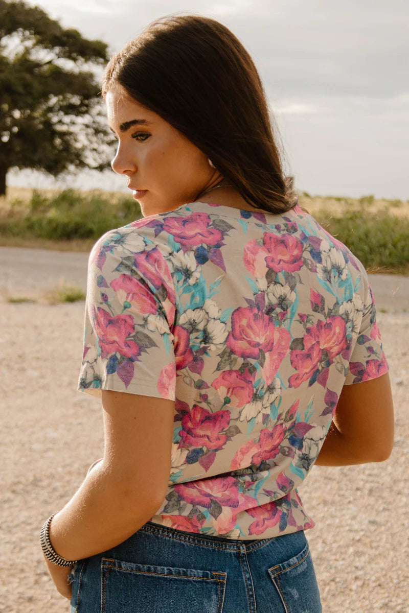 LIFE IS A FLOWER V NECK TEE