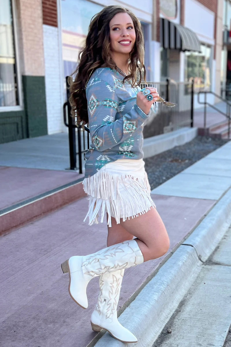 FORT WORTH FRINGE SKIRT CREAM