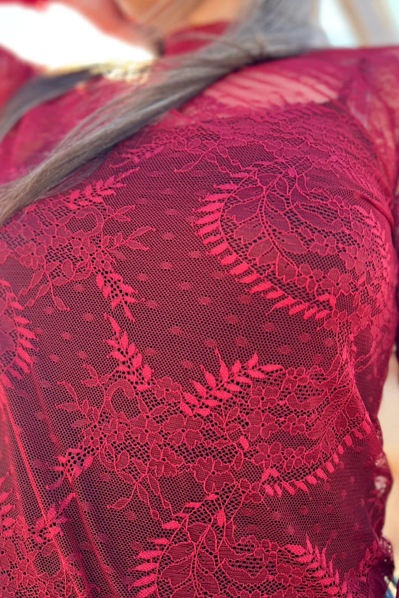 WRITE IT IN RED LACE TOP