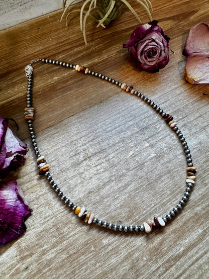 Nevada Opal & Sterling Silver Pearl Necklace – 4mm – Handmade by The Bijoux FAB – 17 