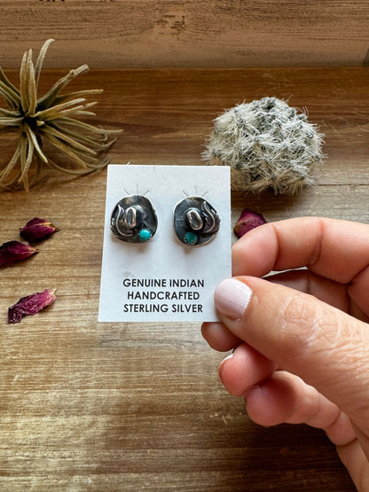 Cowboy Hat Stud Earrings with Kingman Turquoise