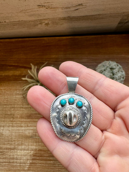 Cowboy Hat Pendant - Kingman Turquoise & Sterling Silver