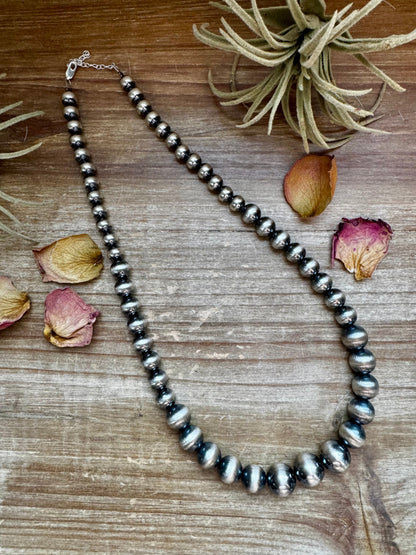 20 1/2 inch 8 to 14 mm Sterling Silver Pearls Necklace