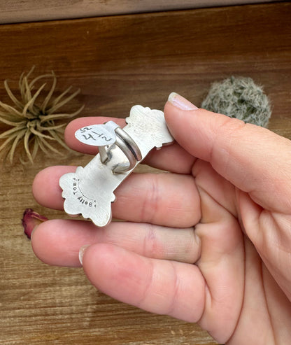 Long Ring- Size 5 - mix stone turquoise, spiny and sterling silver