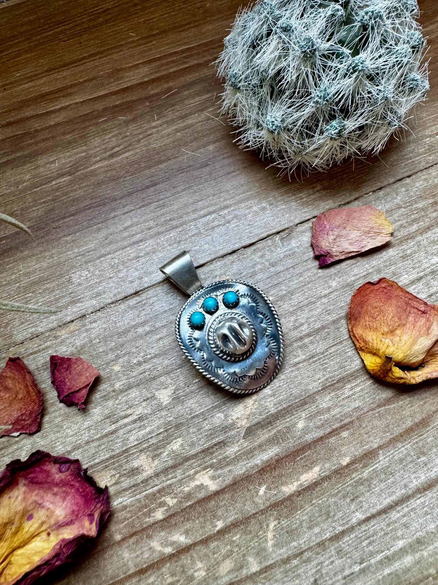 Cowboy Hat Pendant - Kingman Turquoise & Sterling Silver