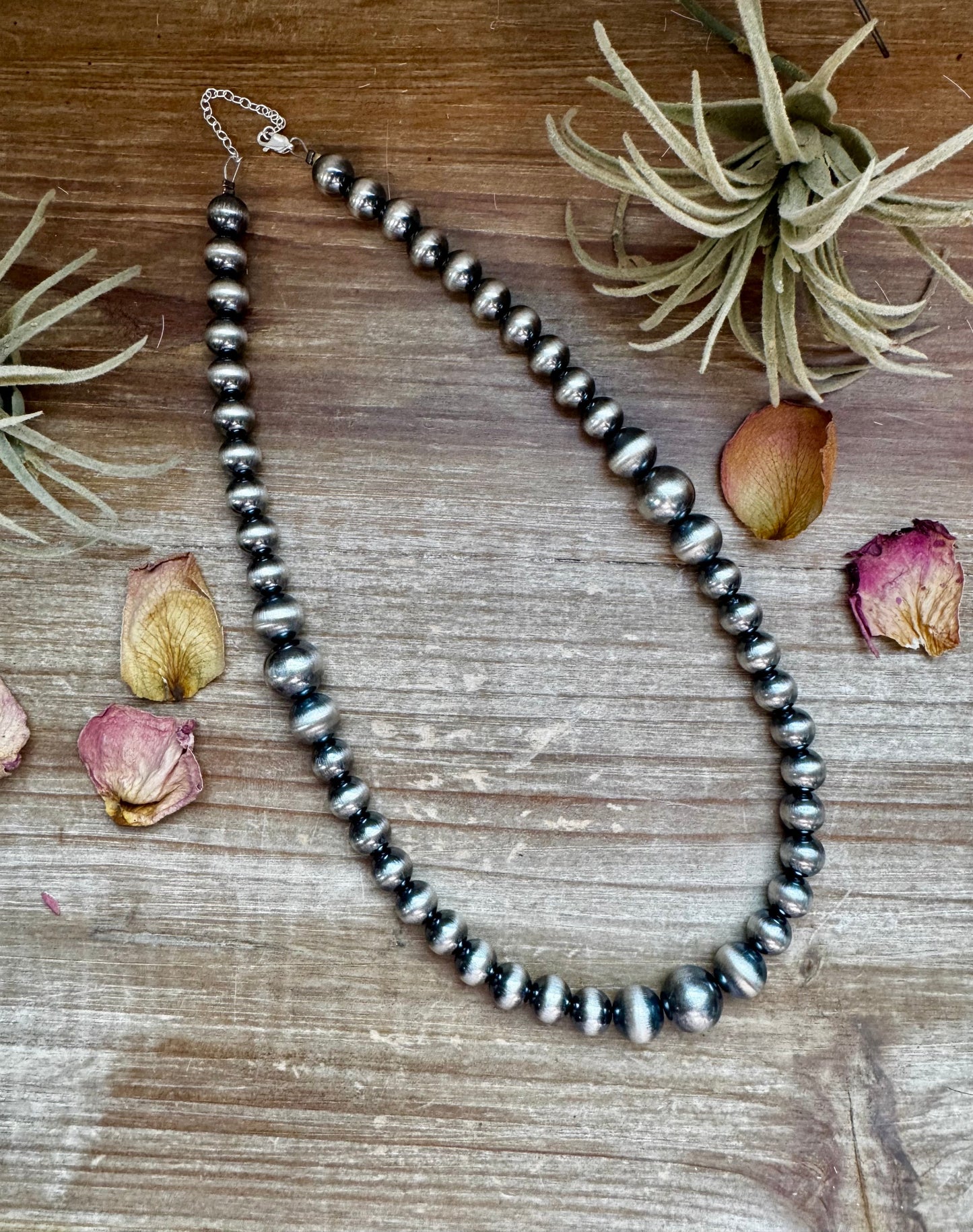 20 1/2 inch graduated 10 to 14 mm Sterling Silver Pearls necklace