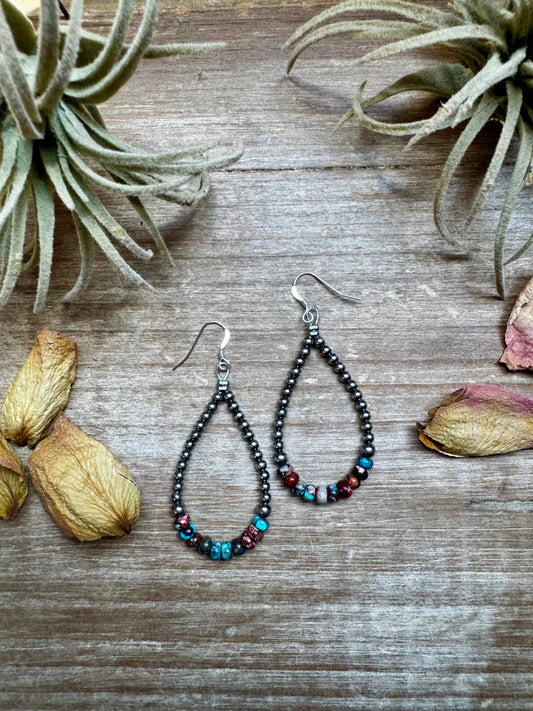 Teardrop Earrings – Sterling Silver Pearl & Sea Sediment