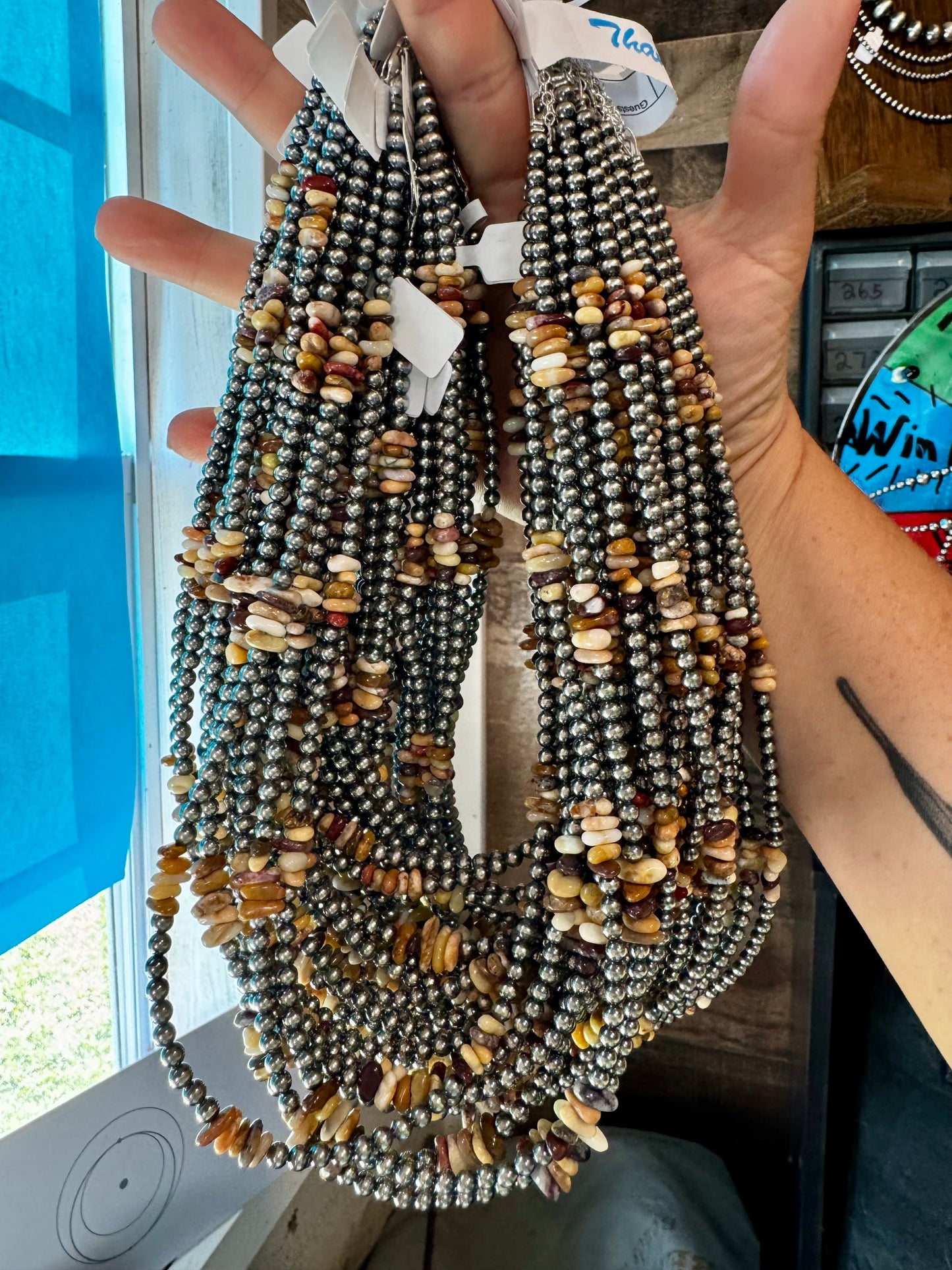 Nevada Opal & Sterling Silver Pearl Necklace – 4mm – Handmade by The Bijoux FAB – 17 