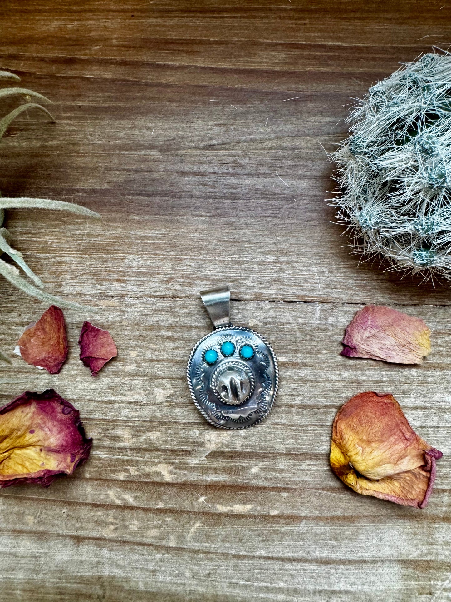 Cowboy Hat Pendant - Kingman Turquoise & Sterling Silver