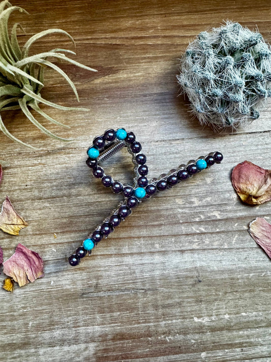 Turquoise and faux pearls Hair Clips - option 2