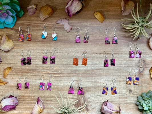 Slab Earrings – Lightweight Dangle – 1.5” – Made in USA – Multiple Stone Options