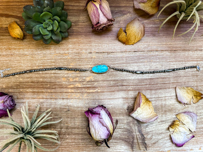 Sterling Silver & Turquoise Choker – 13” + Extender – In-House Silversmithing – Real Turquoise & Spiny Oyster Options