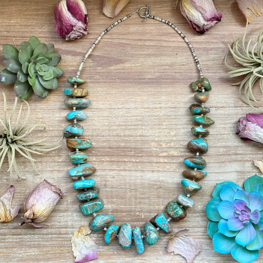 Chunky Turquoise Nugget Necklace – 26”