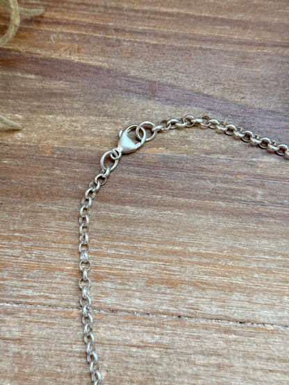 Sterling Silver Buffalo Nickel Necklace – Filed Frame Border – 18” Fixed Chain – Artist Jason Ogg