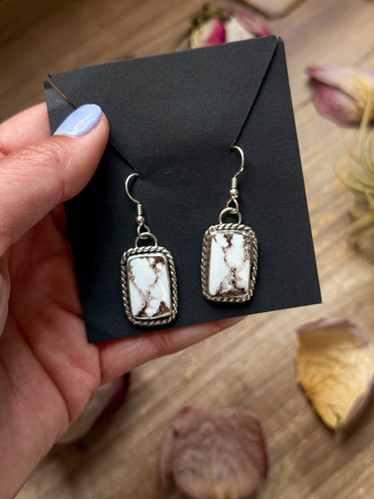 Sterling Silver Wild Horse Jasper Dangle Earrings – Handmade by Artist Jason Ogg
