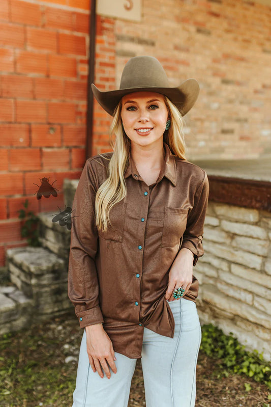 LEATHER LUX SHIRT *CHOCOLATE