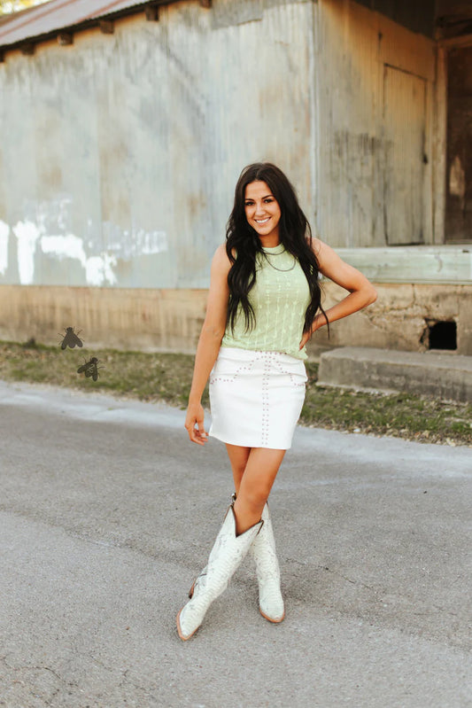 MY LADY LACE TANK TOP *SHERBY LIME