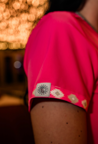 Simple Hot Pink Aztec Top