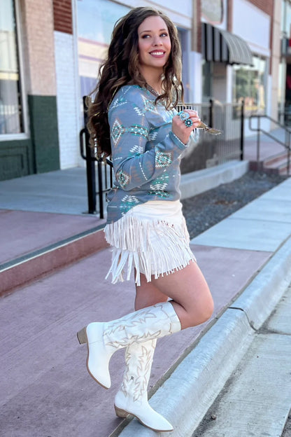 FORT WORTH FRINGE SKIRT CREAM