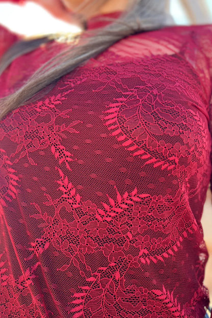 WRITE IT IN RED LACE TOP