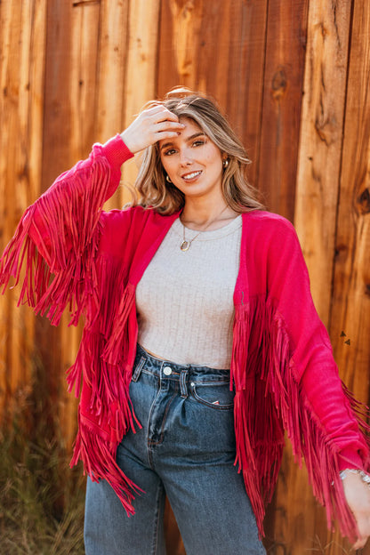 FRINGE FINATIC CARDI *PINK