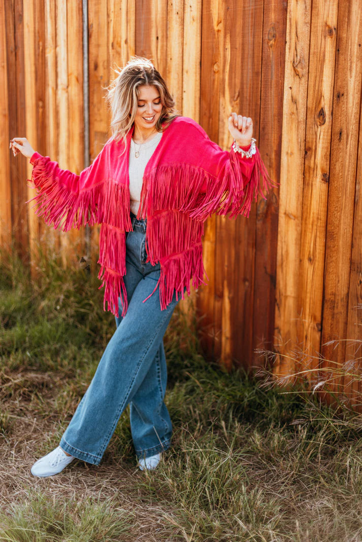 FRINGE FINATIC CARDI *PINK