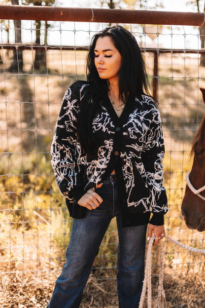 RODEO FUZZ BUTTON UP SWEATER/CARDI