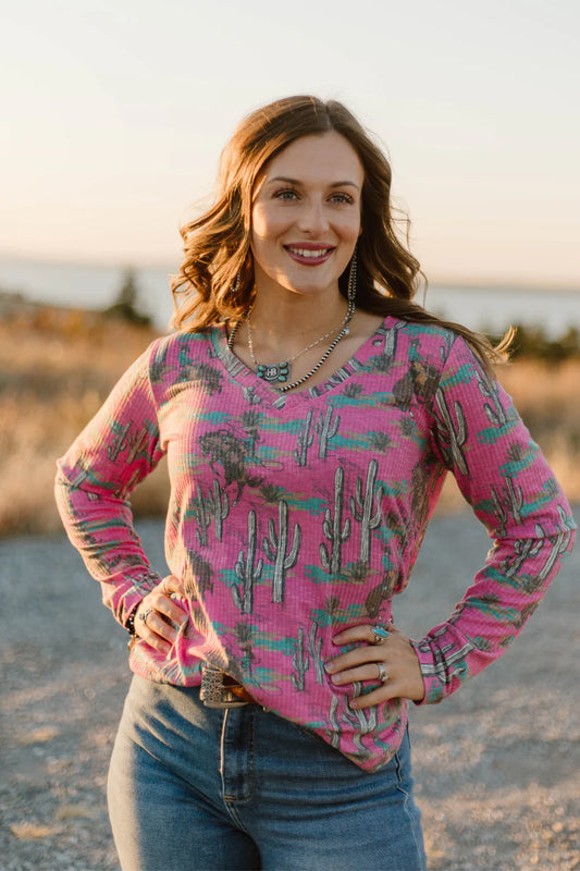 BLUSH & BRONCS TOP