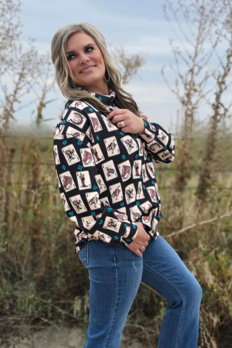 LUCK OF THE BRAND MOCK NECK TOP