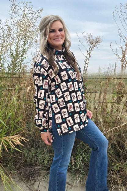 LUCK OF THE BRAND MOCK NECK TOP