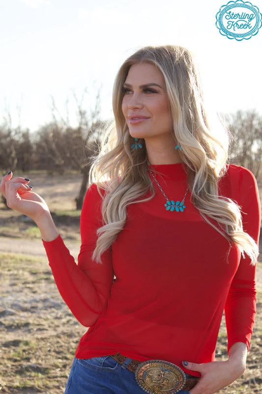MESHED OUT RED TOP