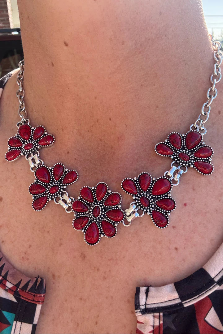 RUBY FLOWER NECKLACE