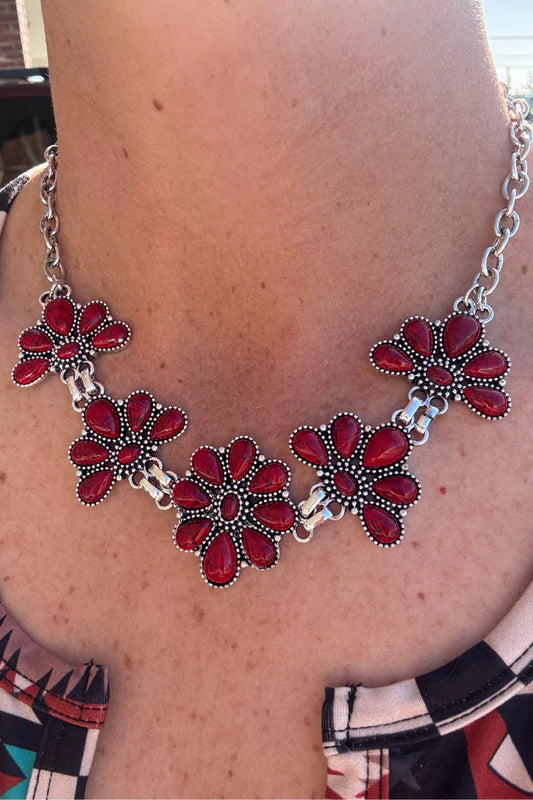 RUBY FLOWER NECKLACE