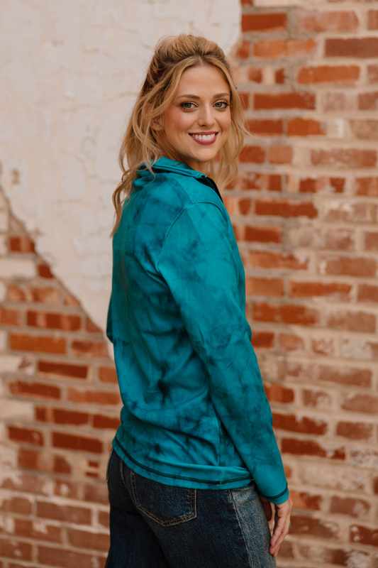 Cowgirl Fade Pullover- Turquoise